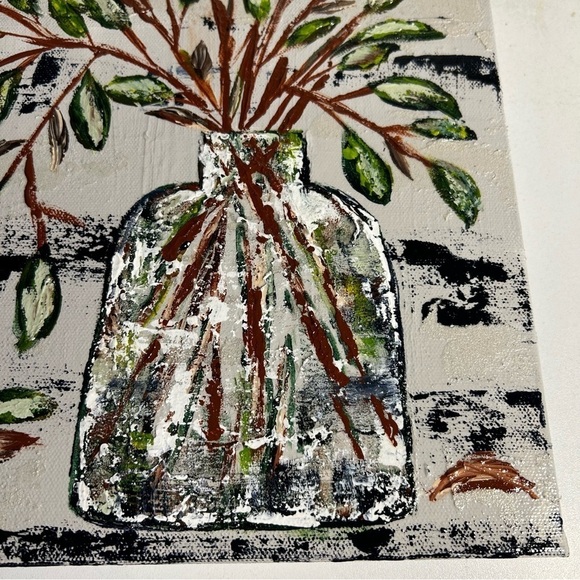 Original Artwork Acrylic’s On Canvas Small Leaf Stems 12" x 16" - Picture 7 of 16